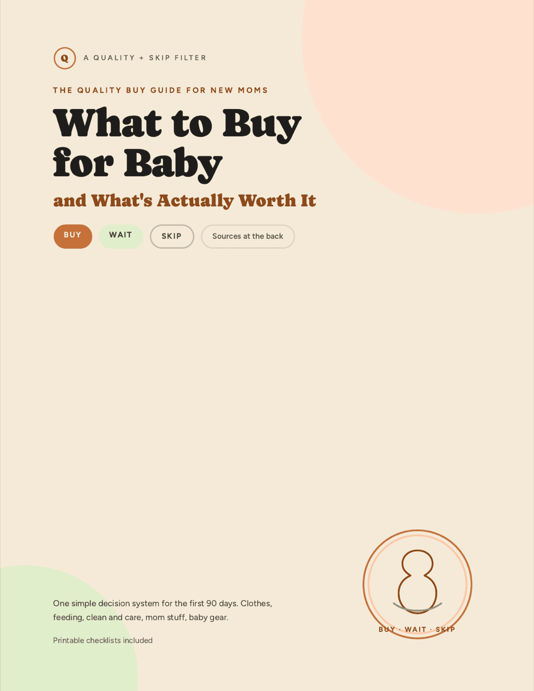 What to Buy for Baby — and What's Actually Worth It, shown as a guide cover